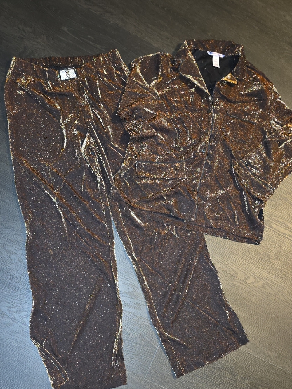 Victoria's Secret Metallic Chocolate Brown Pajama Set